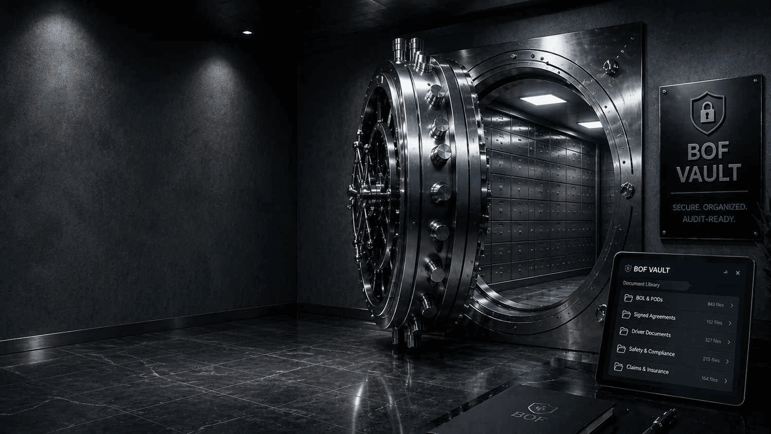 BOF Vault driver-centered professional record and bank vault background