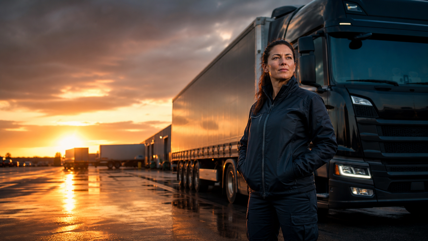 Commercial driver using a mobile readiness workflow near a truck