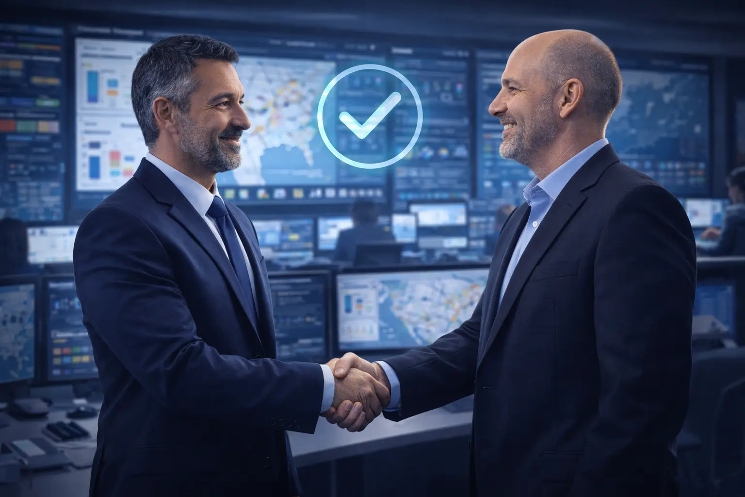 Fleet owner shaking hands with an operations team to represent a successful partnership