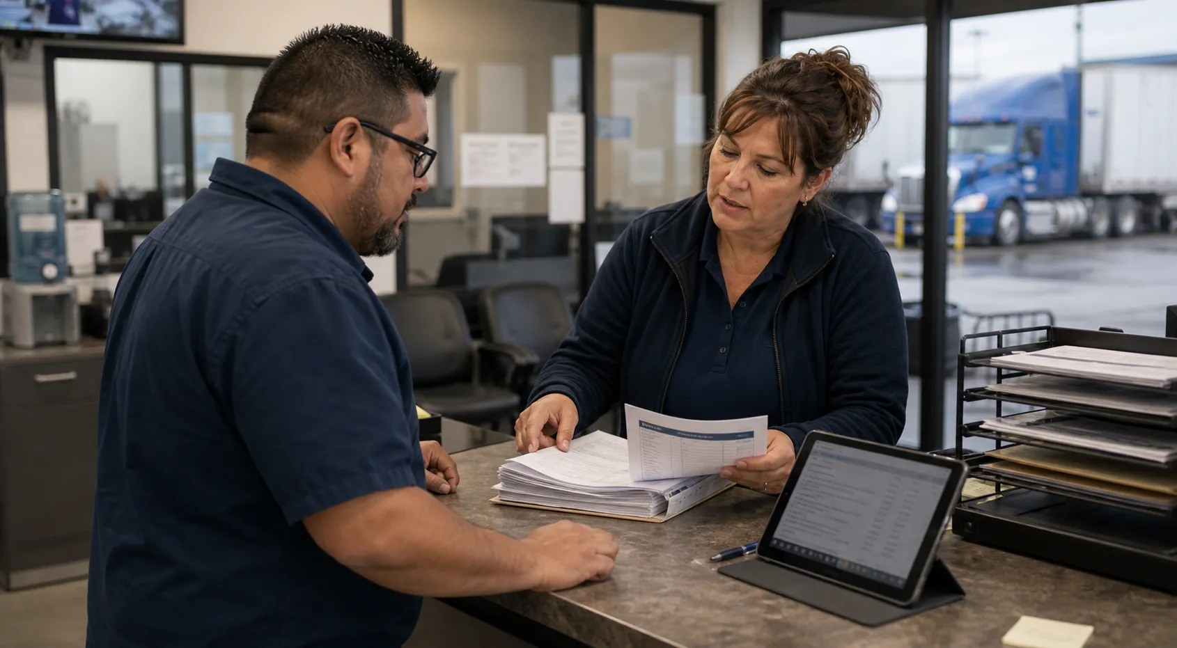 Network operations desk with carrier readiness records and fleet context